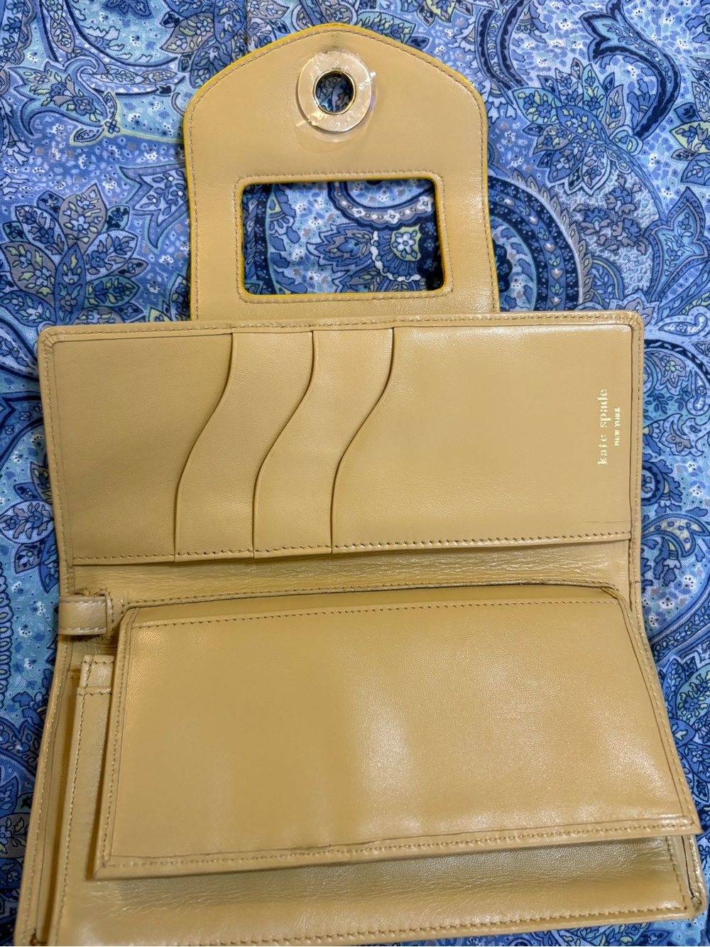kate spade Yellow Pebbled Leather Wallet with wrist strap - Picture 4 of 8
